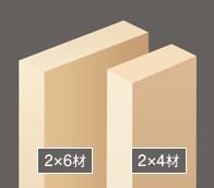 2×4材　2×6材の違いイメージ図